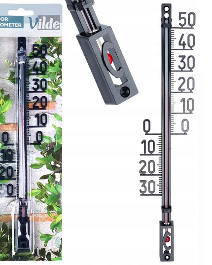Lauko ir vidaus termometras sodui didelis juodas 27cm VILDE