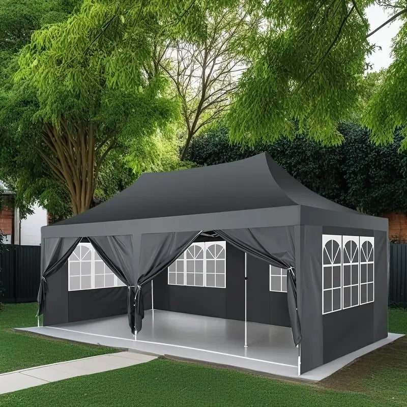 Lauko palapinė paviljonas 3x6 m su sienelėmis, šampano spalvos vestuvinė pavėsinė, lengvai surenkama sodo ir stovyklavimo pavėsinė TOOLUCK