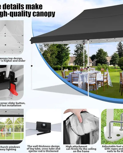 Lauko palapinė paviljonas 3x6 m su sienelėmis, mėlyna pavėsinė sodui, vestuvėms ir vakarėliams TOOLUCK