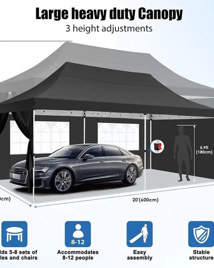 Lauko palapinė paviljonas 3x6 m su sienelėmis, mėlyna pavėsinė sodui, vestuvėms ir vakarėliams TOOLUCK