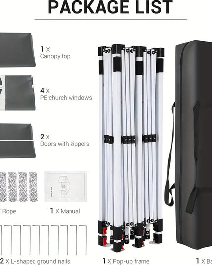 Lauko palapinė paviljonas 3x6 m su sienelėmis, mėlyna pavėsinė sodui, vestuvėms ir vakarėliams TOOLUCK