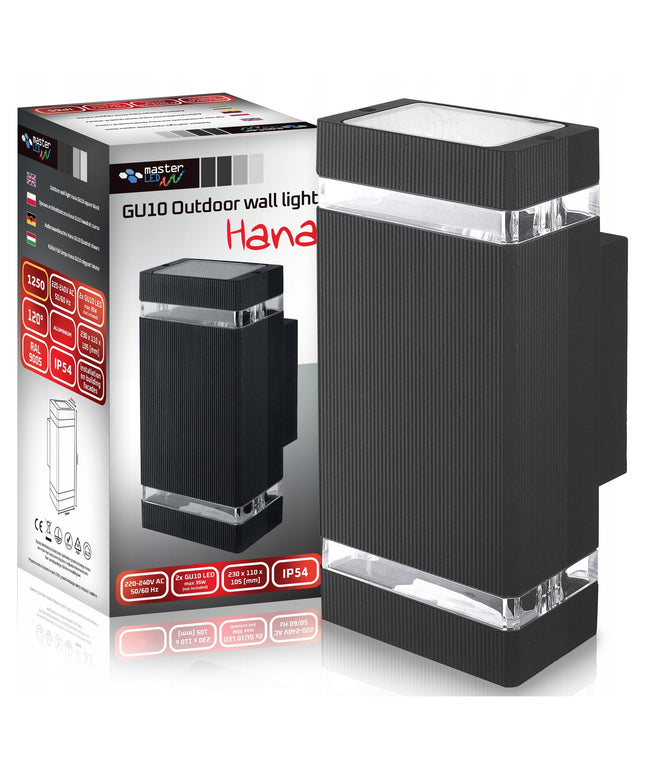 Lauko sieninis šviestuvas GU10 LED, atsparus vandeniui, moderniam fasadui