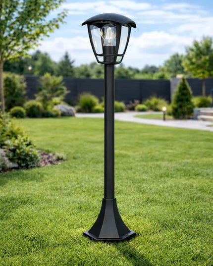 Lauko šviestuvas stovintis stulpas E27 93 cm išorinis LED juodas ŽIBINTAS