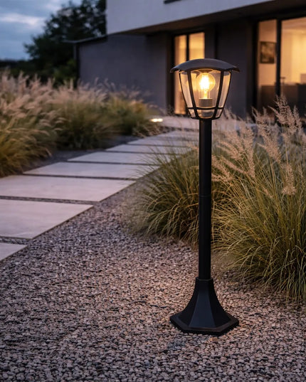Lauko šviestuvas stovintis stulpas E27 93 cm išorinis LED juodas ŽIBINTAS