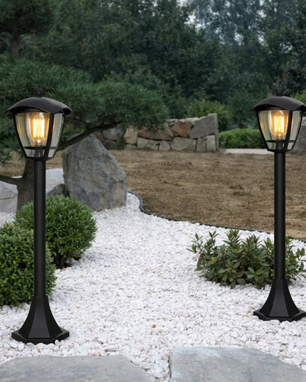 Lauko šviestuvas stovintis stulpas E27 93 cm išorinis LED juodas ŽIBINTAS