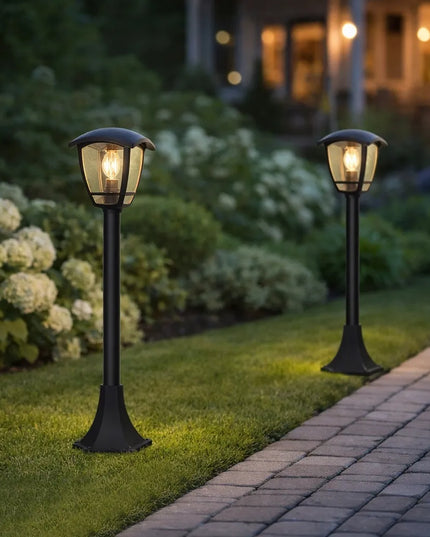 Lauko šviestuvas stovintis stulpas E27 93 cm išorinis LED juodas ŽIBINTAS