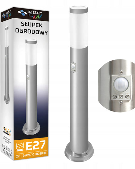 Lauko šviestuvas stulpas 65 cm su judesio jutikliu, E27 LED