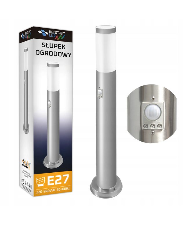 Lauko šviestuvas stulpas 65 cm su judesio jutikliu, E27 LED