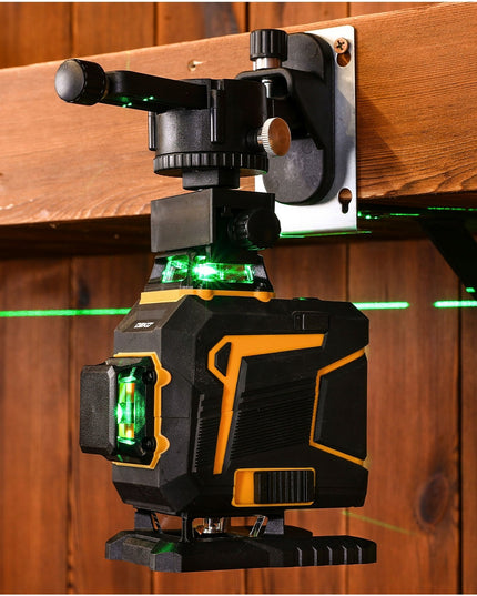 4D lazerinis nivelyras DEKO DKLL16PS1 žalias kryžminis lazeris 360° su nuotolinio valdymo pultu, akumuliatoriumi, krovikliu, trikoju ir pilna komplektacija