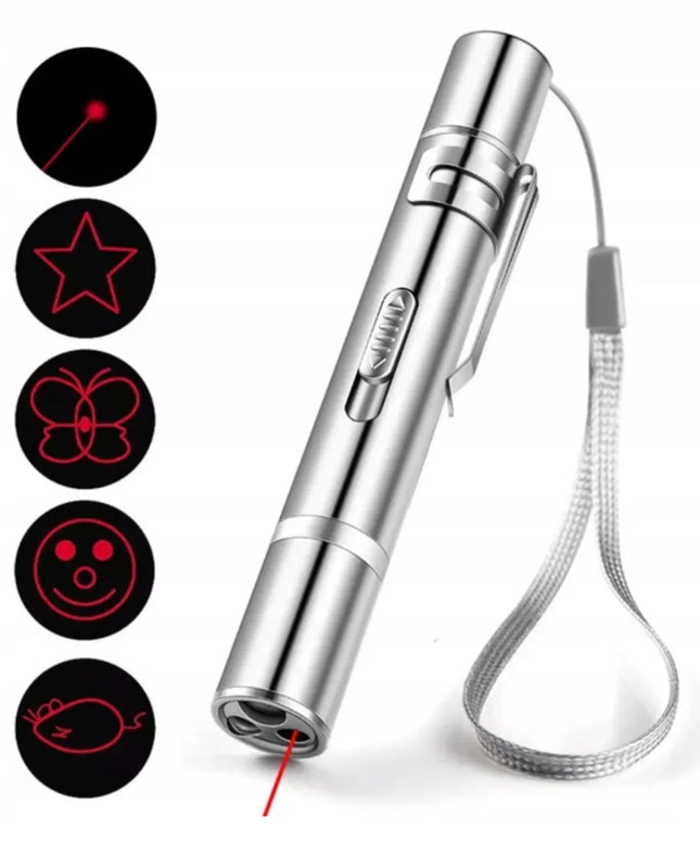 Lazerinis žaislas katėms 3in1 su lazerine rodykle ir USB žibintuvėliu