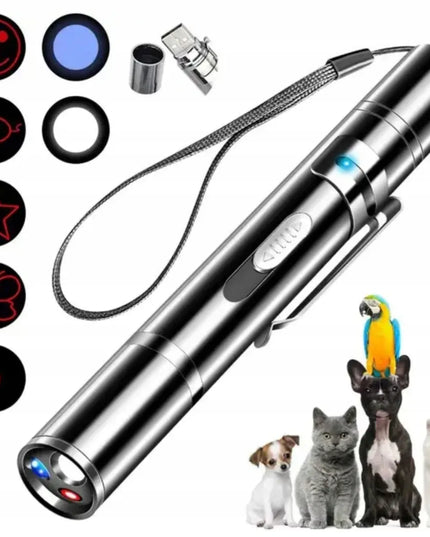 Lazerinis žaislas katėms 3in1 su lazerine rodykle ir USB žibintuvėliu