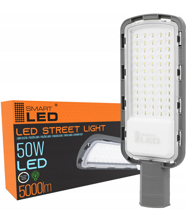 LED gatvių apšvietimo lempa 50W pilka IP65 5000lm stulpui lauko