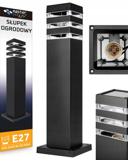 LED lauko stulpinis šviestuvas 50 cm su E27 lizdu, atsparus vandeniui, sodui ir kiemui