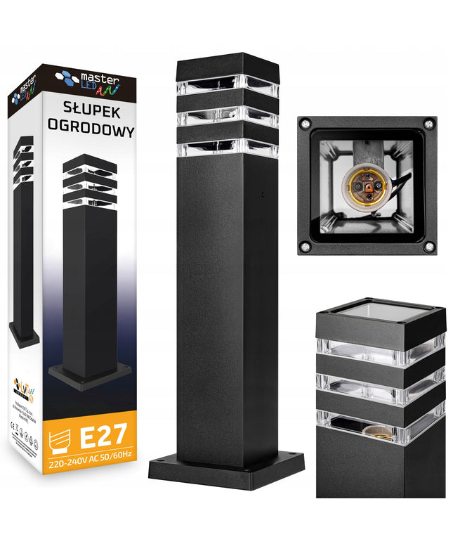 LED lauko stulpinis šviestuvas 50 cm su E27 lizdu, atsparus vandeniui, sodui ir kiemui