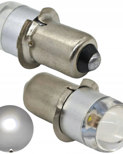 LED lemputė žibintuvėliams PX13.5, P13, P13.5s, HS3 6V-30V balta šviesa