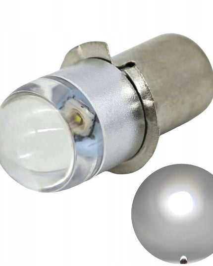 LED lemputė žibintuvėliams PX13.5, P13, P13.5s, HS3 6V-30V balta šviesa