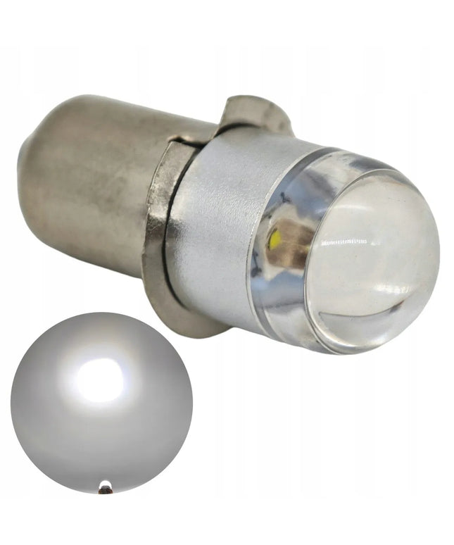 LED lemputė žibintuvėliams PX13.5, P13, P13.5s, HS3 6V-30V balta šviesa