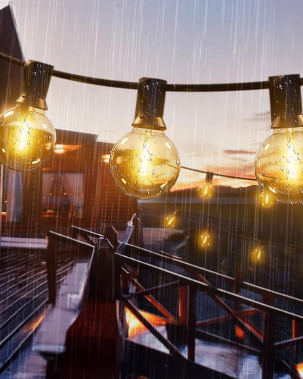 LED sodo girlianda 15m su 25 E12 lemputėmis, nuotoliniu valdymu ir reguliuojamu ryškumu | IP65 atspari, vestuvėms, terasai, balkonui, šventėms