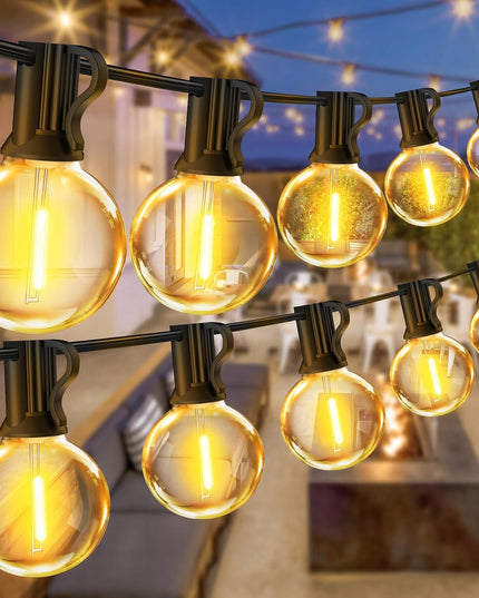 LED sodo girlianda 15m su 25 E12 lemputėmis, nuotoliniu valdymu ir reguliuojamu ryškumu | IP65 atspari, vestuvėms, terasai, balkonui, šventėms