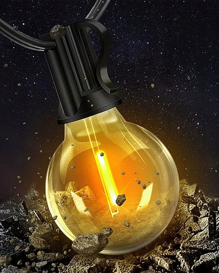 LED sodo girlianda 15m su 25 E12 lemputėmis, nuotoliniu valdymu ir reguliuojamu ryškumu | IP65 atspari, vestuvėms, terasai, balkonui, šventėms