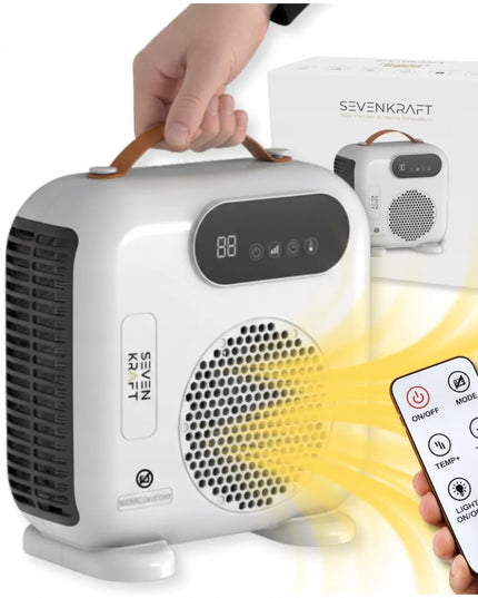 LED termoventiliatorius su nuotolinio valdymo pulteliu 2000W, laikmačiu, elektrinis šildytuvas, šalto oro funkcija