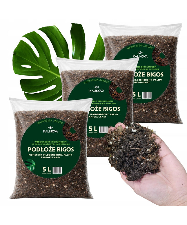 Lengvas substratas „Bigos“ žemė žaliuojantiems augalams su biohumusu 3 x 5 l = 15 l