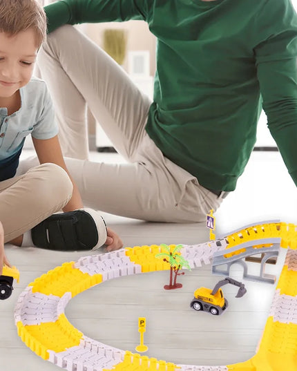 Lenktynių trasos rinkinys MalPlay City Truck, statybiniai automobiliai, 255 elementai