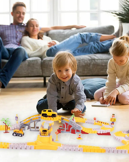 Lenktynių trasos rinkinys MalPlay City Truck, statybiniai automobiliai, 255 elementai