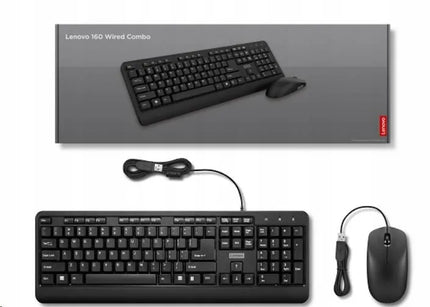 Lenovo 160 Combo laidinis klaviatūros ir pelės rinkinys, US išdėstymas, juodas