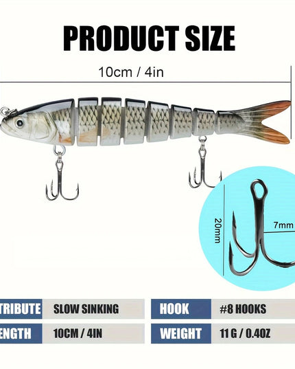 5 vnt. Lėtai Skęstantys Žvejybos Masalai Ešeriams, Upėtakiams, Lydekoms – 10 cm, 11 g, Gėlam ir Sūriam Vandeniui