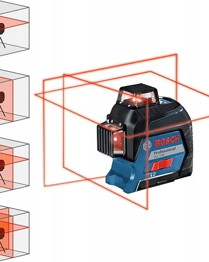 Linijinis lazeris BOSCH GLL 3-80 C, veikimo nuotolis 120 m, lagaminas, akumuliatorinis