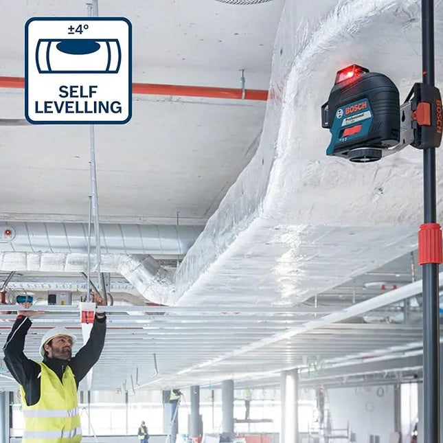 Linijinis lazeris BOSCH GLL 3-80 C, veikimo nuotolis 120 m, lagaminas, akumuliatorinis
