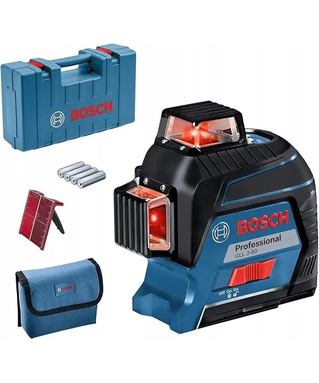 Linijinis lazeris BOSCH GLL 3-80 C, veikimo nuotolis 120 m, lagaminas, akumuliatorinis
