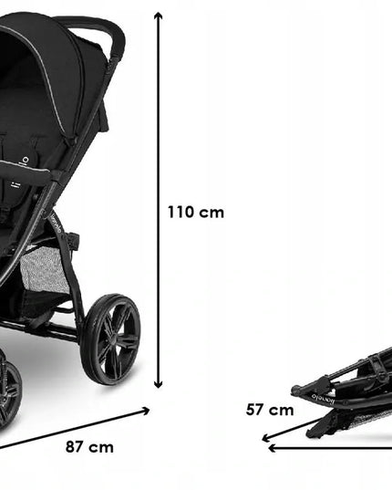 LIONELO ANNET PLUS sportinis vežimėlis iki 22 kg dideli ratai tinklelis nuo uodų Carbon