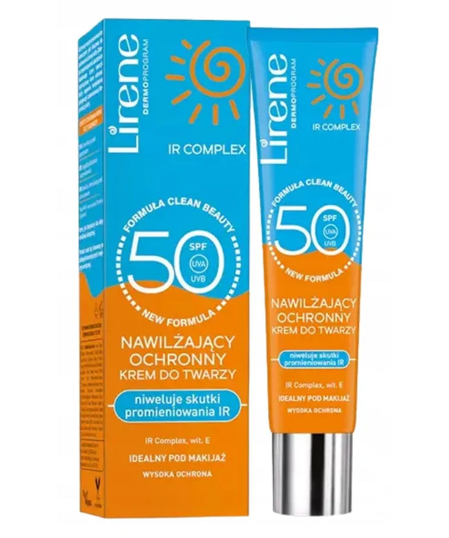 Lirene drėkinamasis veido kremas su SPF50 filtru ir vitaminu E, 40 ml