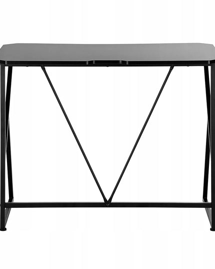 Loft stiliaus kompiuterio stalas 100x60 cm su laikikliais puodeliui ir ausinėms, juodas