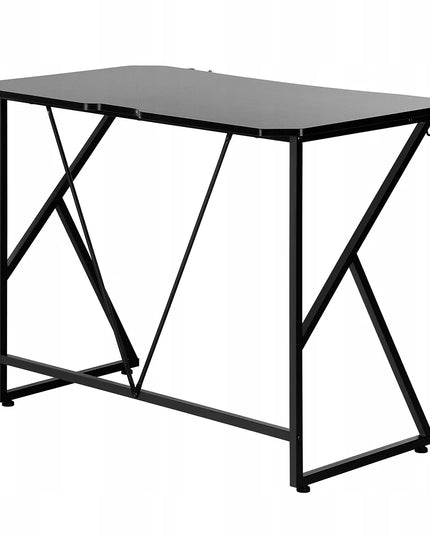 Loft stiliaus kompiuterio stalas 100x60 cm su laikikliais puodeliui ir ausinėms, juodas