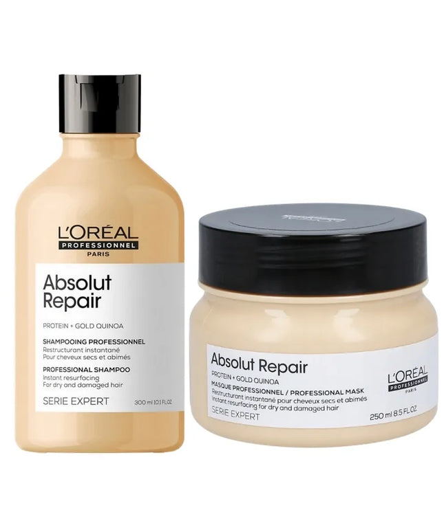 L'OREAL ABSOLUT REPAIR plaukų priežiūros rinkinys: Šampūnas 300 ml + Kaukė 250 ml