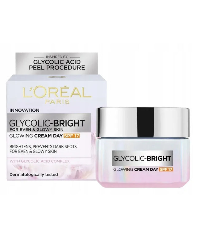 L'Oréal GLYCOLIC BRIGHT veido kremas su glikolio rūgštimi, SPF17