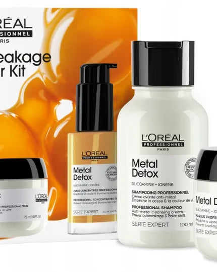L'OREAL METAL DETOX rinkinys: šampūnas 100 ml + kaukė 75 ml + aliejus 30 ml