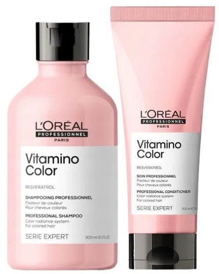 L'OREAL VITAMINO COLOR plaukų priežiūros rinkinys: šampūnas 300 ml + kondicionierius 200 ml
