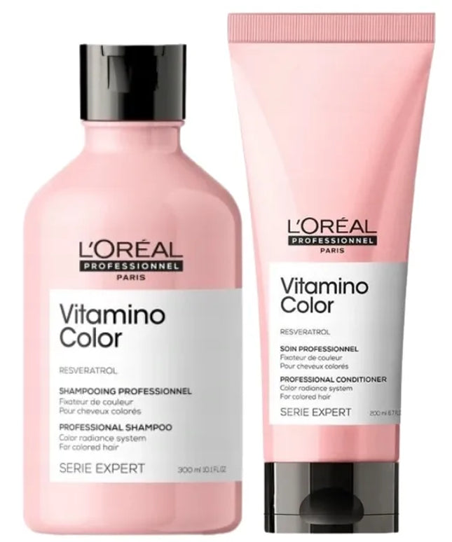 L'OREAL VITAMINO COLOR plaukų priežiūros rinkinys: šampūnas 300 ml + kondicionierius 200 ml