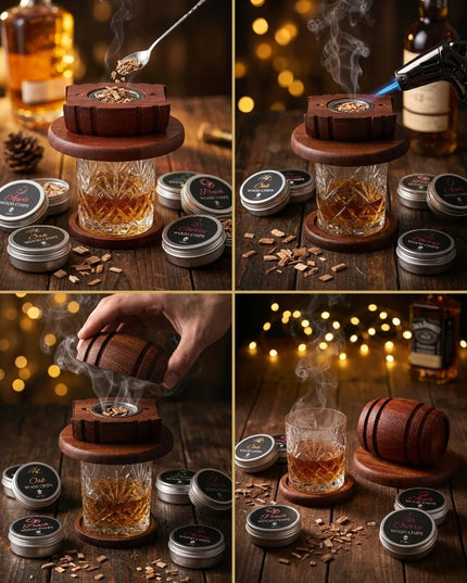 LOVRENO Whisky Smoker rūkymo rinkinys – 6 skoniai, degiklis, tobula dovana