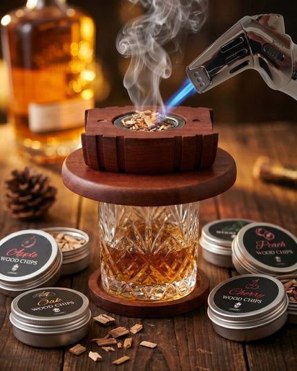 LOVRENO Whisky Smoker rūkymo rinkinys – 6 skoniai, degiklis, tobula dovana