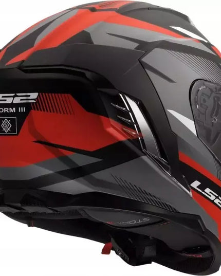 LS2 FF818 STORM III KOMAI juodas raudonas integralinis motociklo šalmas M