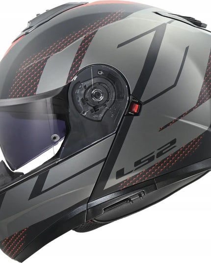 LS2 FF908 STROBE II CODE M. BLACK GREY -06 modulinis motociklo šalmas L dydžio