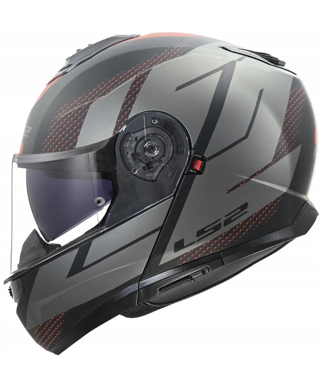 LS2 FF908 STROBE II CODE M. BLACK GREY -06 modulinis motociklo šalmas L dydžio