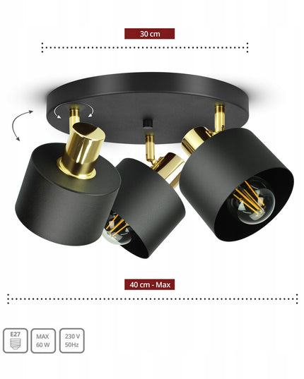 Lubinė lempa, šviestuvas „Classic Spot“ juoda-aukso, E27 LED