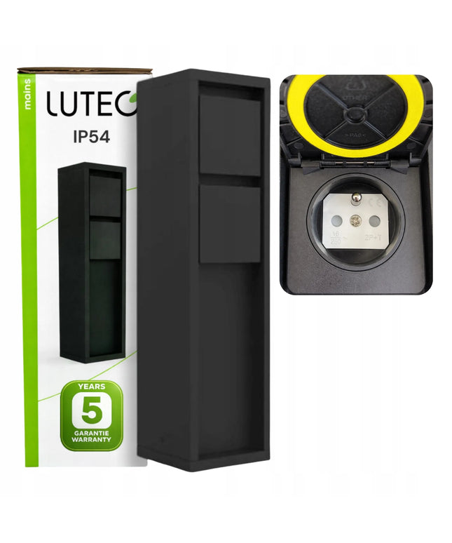 Lutec lauko elektros stulpelis Mains, juodas, IP54, 31 cm