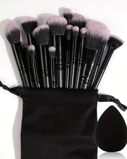 MAANGE 20 dalių profesionalus makiažo šepetėlių rinkinys su kempinėle ir kelioniniu dėklu – viskas viename tobulam makiažui